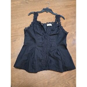 Jon & Anna Black Lace Trim Ruffle Peplum Tank Top Women juniors Size L